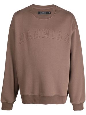 Nahmias Varsity crew-neck jersey sweatshirt - Brown