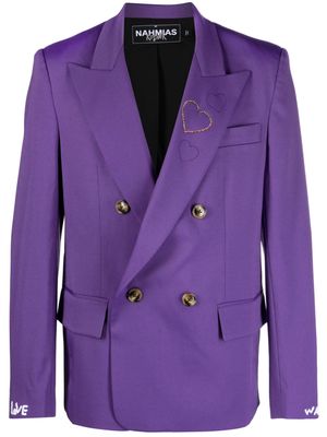 Nahmias x Kodak Black heart-embroidered double-breasted blazer - Purple