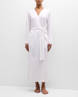 Naila Long Lace-Inset Cotton Robe
