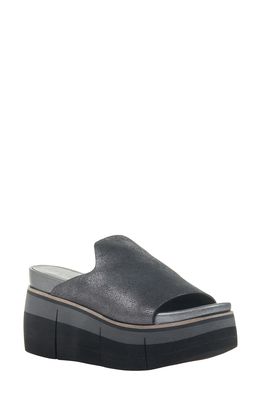 Naked Feet Flow Wedge Slide Sandal in Pewter Leather