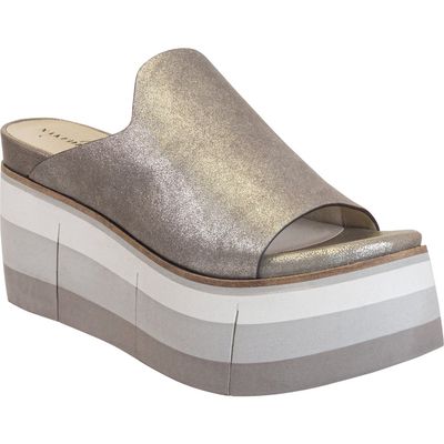 Naked Feet Flow Wedge Slide Sandal in Silver 