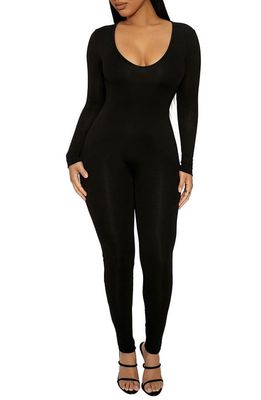 Naked Wardrobe All Body Long Sleeve Catsuit in Black 