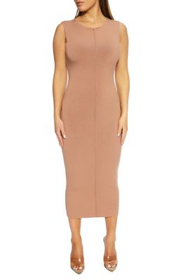 Naked Wardrobe All Snatched Up Sleeveless Body-Con Dress in Coco