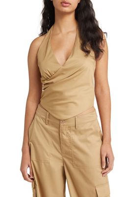 Naked Wardrobe All Wrapped Up Halter Top in Nude
