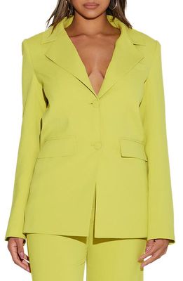 Naked Wardrobe Bossed Up Oversize Blazer in Chartreuse
