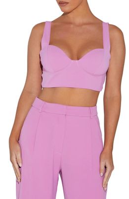 Naked Wardrobe Corset Crop Top in Pink Orchid