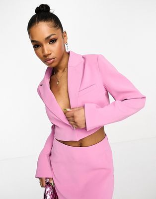 Naked Wardrobe cropped blazer jacket in pink - part of a set