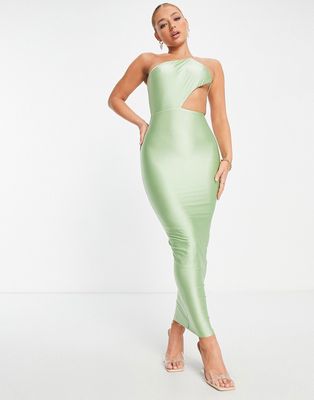 Naked Wardrobe cut out side midi dress in green