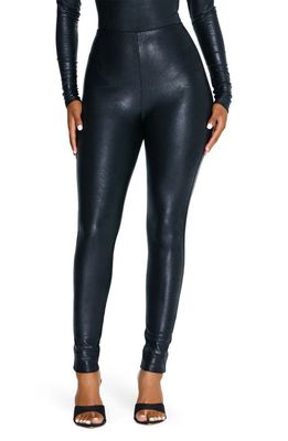 Naked Wardrobe Drip on Drip Faux Leather Leggings in Black
