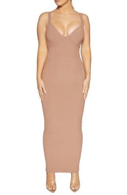 Naked Wardrobe Faux Bustier Maxi Dress in Coco