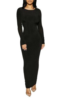 Naked Wardrobe Figure It All Out Long Sleeve Dress in Black