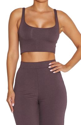 Naked Wardrobe Get Scooped Up Jersey Crop Tank in Espresso