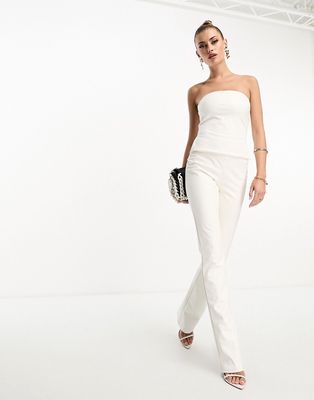 Naked Wardrobe leather look flared pants in white - part of a set