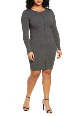 Naked Wardrobe Long Sleeve Body-Con Dress in Charcoal