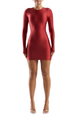 Naked Wardrobe Long Sleeve Body-Con Minidress in Red