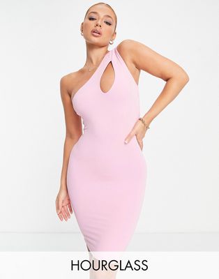 Naked Wardrobe one shoulder cut out mini body-conscious dress in pink