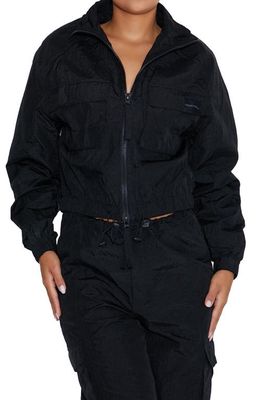 Naked Wardrobe Raglan Sleeve Crop Jacket in Black