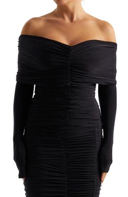 Naked Wardrobe Ruched Off the Shoulder Jersey Top in Black