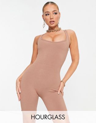 Naked Wardrobe snatched sleeveless cropped unitard in pink