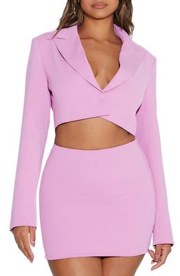 Naked Wardrobe The Boss Crop Blazer in Pink Orchid