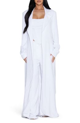 Naked Wardrobe The Life Tie Waist Duster in White