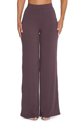 Naked Wardrobe The NW High Waist Wide Leg Pants in Espresso