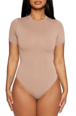 Naked Wardrobe The NW Lovin' the Crew T-Shirt Bodysuit in Coco