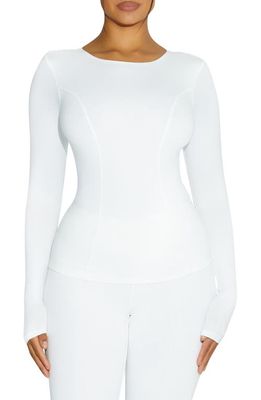 Naked Wardrobe x BARE In the Bare Long Sleeve Top in White