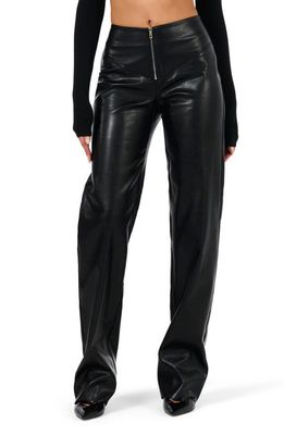 Naked Wardrobe Zip-Up Faux Leather Pants in Black