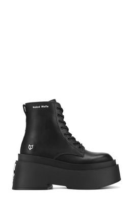 NAKED WOLFE Saturn Platform Lace-Up Boot in Black
