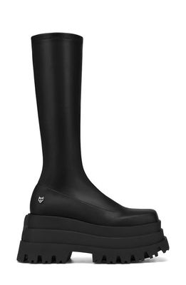 NAKED WOLFE Sin Platform Tall Boot in Black Stretch