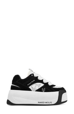NAKED WOLFE Snatch Platform Sneaker in Black/White