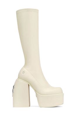 NAKED WOLFE Spice Platform Tall Boot in Chalk Stretch