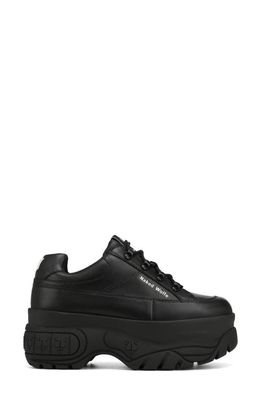 NAKED WOLFE Sporty Chunky Platform Sneaker in Black Leather