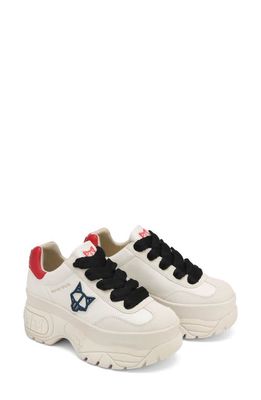 NAKED WOLFE Warrior Platform Sneaker in Off White-Leather