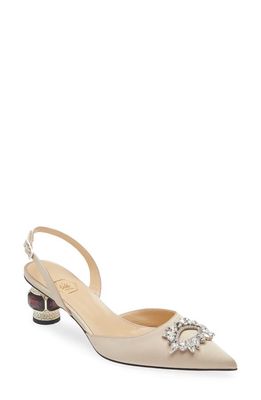 Nalebe Aurum Embellished Slingback Pointed Toe Pump in Champagne