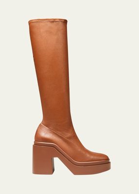 Nalini Stretch Leather Block-Heel Boots
