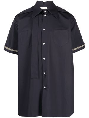 Namacheko appliqué-detail short-sleeve cotton shirt - Blue