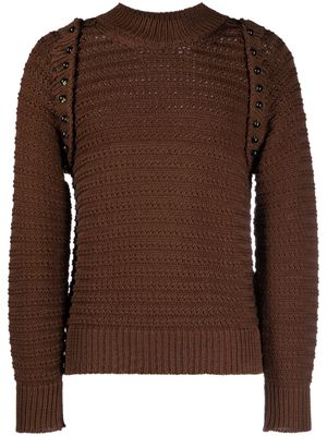 Namacheko crochet-knit layered cotton jumper - Brown