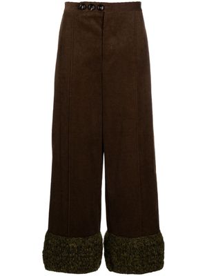 Namacheko crochet-trim corduroy wide-leg trousers - Brown