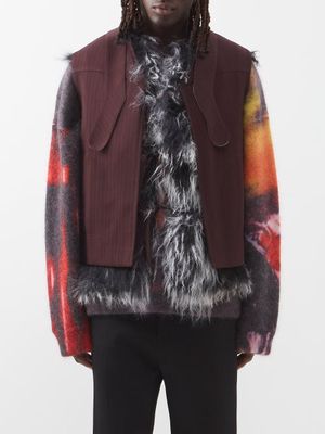 Namacheko - Dagan Faux-fur And Wool-twill Gilet - Mens - Burgundy