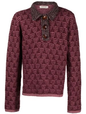 Namacheko Swey speckle-knit wool blend polo shirt - Pink