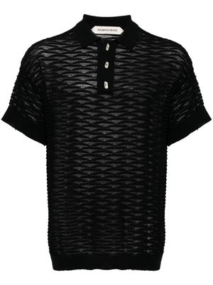 Namacheko textured finish sheer polo shirt - Black