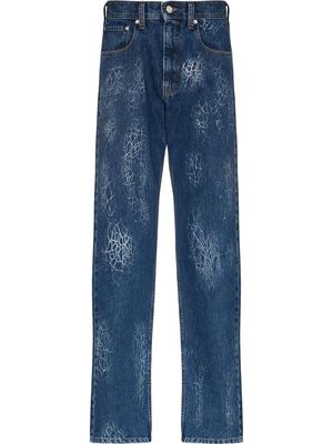 Namacheko Ushi printed straight-leg jeans - BLUE SPIDER NET