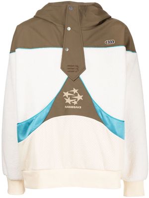 NAMESAKE mix-texture color-block hoodie - White