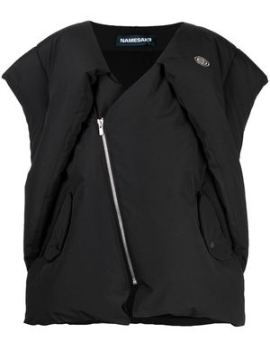 NAMESAKE off-centre zip-up padded vest - Black