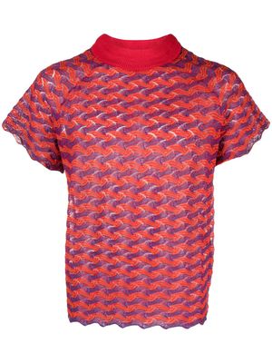 NAMESAKE scallop-hem knitted T-shirt - Red