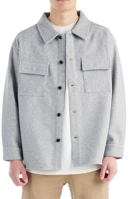 NANA JUDY Durant Oversize Felt Shirt Jacket in Grey Marl