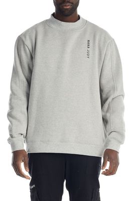 NANA JUDY Saint Mock Neck Cotton Logo Sweatshirt in Grey Marl