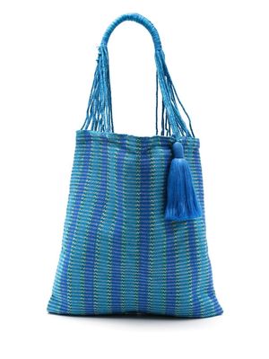 Nannacay Bianca striped woven shoulder bag - Blue